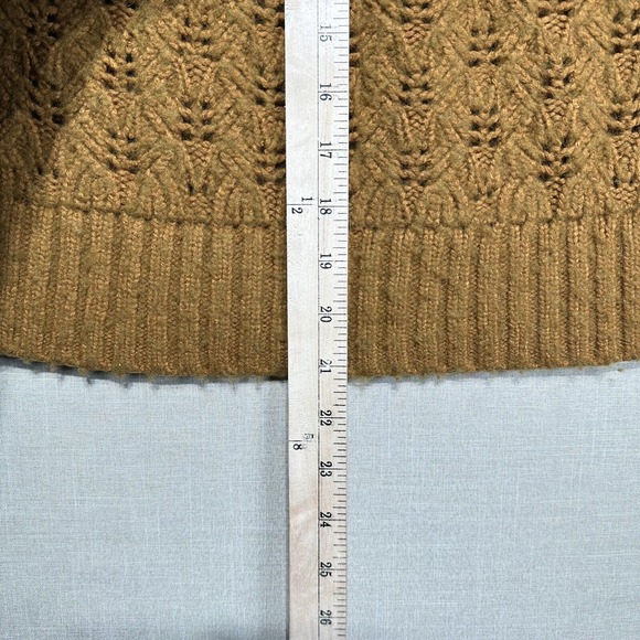 Madewell Pointelle Stitch Mix Mockneck Tan Sweater MA757 Knit Sz XS - Picture 6 of 9